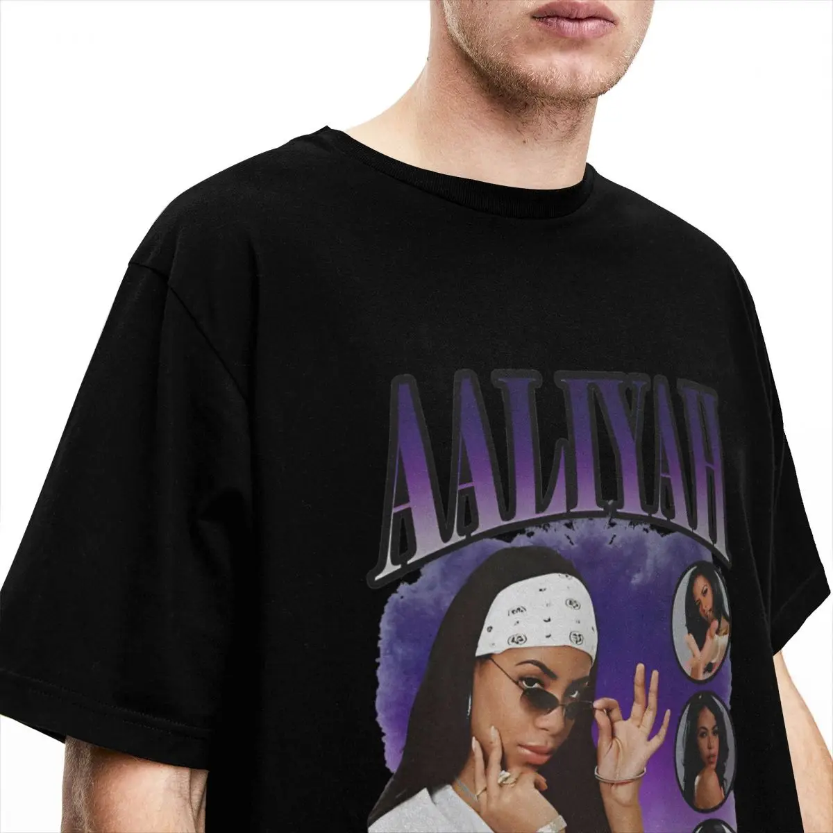 Фото Men Women's Aaliyahs Baby Girl Purple Bootleg T Shirt Accessories 100% Cotton T-shirt Clothing Graphic Tee Shirt All Seasons №3