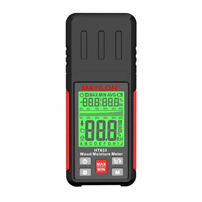 Фото Mayilon HT633 цифровой измеритель влажности древесины, контактный детектор температуры и влажности с ЖК-подсветкой, удержание данных №4