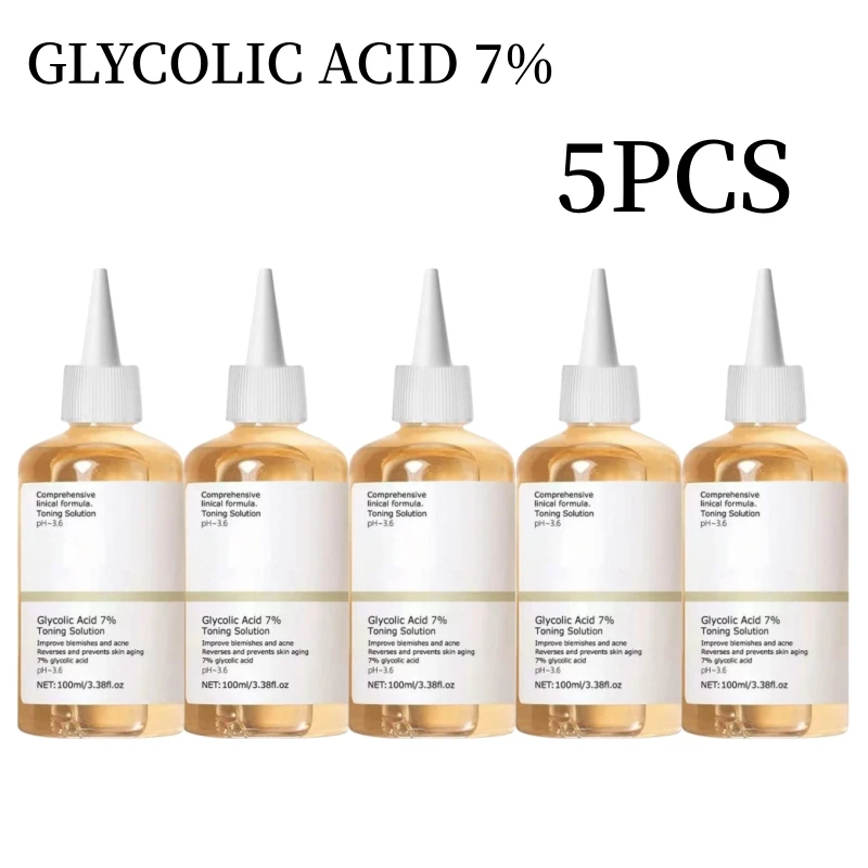 

5PCS Glycolic Acid 7% Toning Solution Exfoliator Smoothing Acne Treatment Serum Hydrating Whitening Peeling Fade Spots 240ml