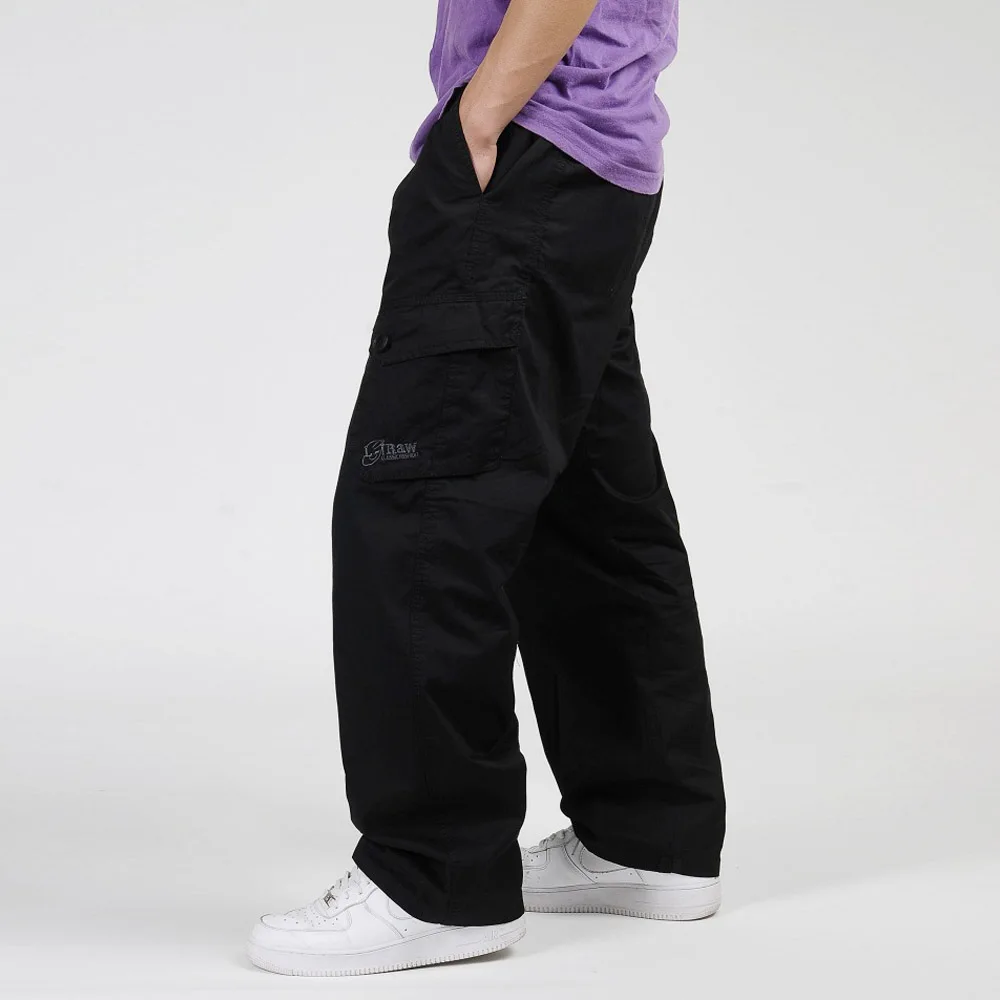 Summer Men's Casual Pants Large Size Straight Fit Big Size 6XL Side Pockets Wide Leg Cotton Black Cargo Pants Work Trousers Mal от AliExpress WW