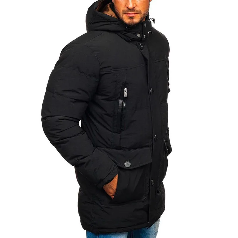 Mid-length Coat Men Winter Removable Hooded Tooling Cotton Jackets Outdoor Sports Warm Jacket Plus Size Korean Clothes