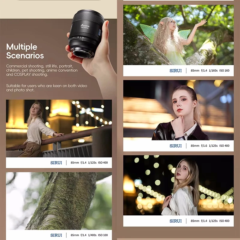 Фото Объектив Sirui с автофокусом, полнокадровый, 85 мм f/1.4 для Sony A6700, A7C2, A7CR, A7, Nikon Z50, Z6, Z8, ZFC, ZF, Fujifilm X, LUMIX, Leica L, S1R2, SL2 №1