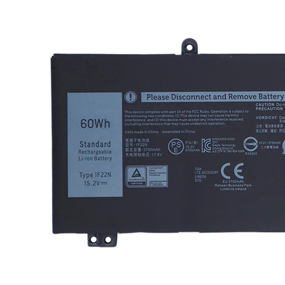 1F22N 15 2 В 60 Втч оригинальный аккумулятор для ноутбука Dell Alienware M15 M17 R1 G7 7590 7790 G5 5590 D2842W