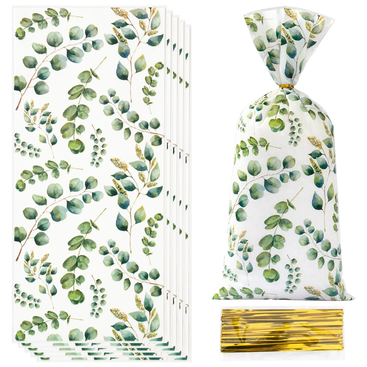 Упаковка для печенья в виде зеленых листьев 25/50/100 шт.