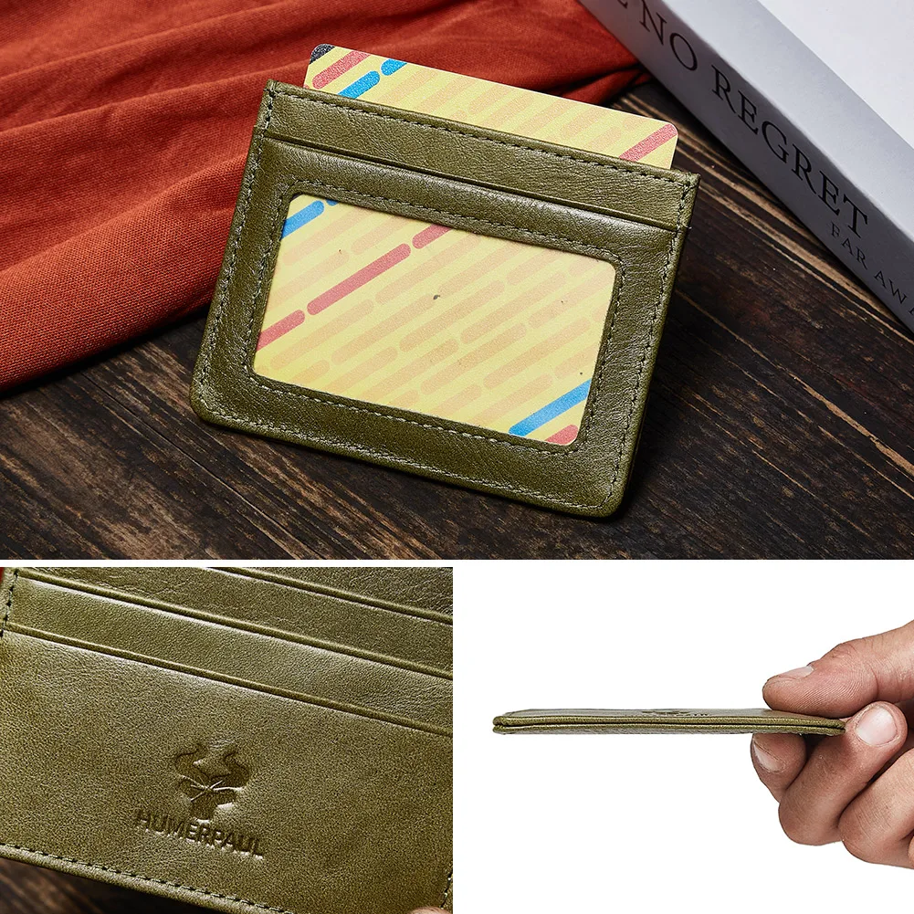 HUMEPRAUL 100% натуральная кожа тонкий кошелек для карт мужчин вместительный чехол с