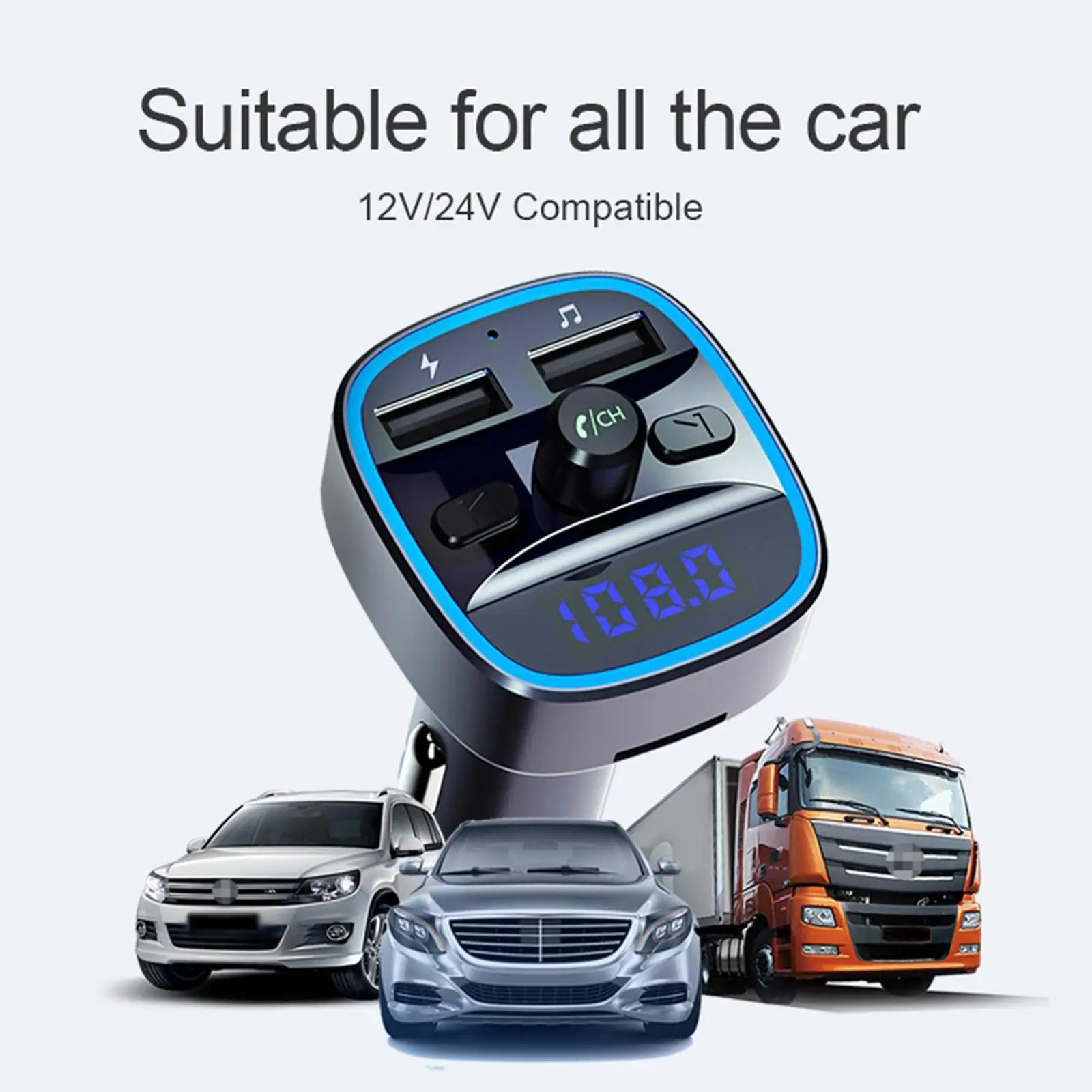 

Car MP3 Player FM Multifunction Audio Receiver USB Charger