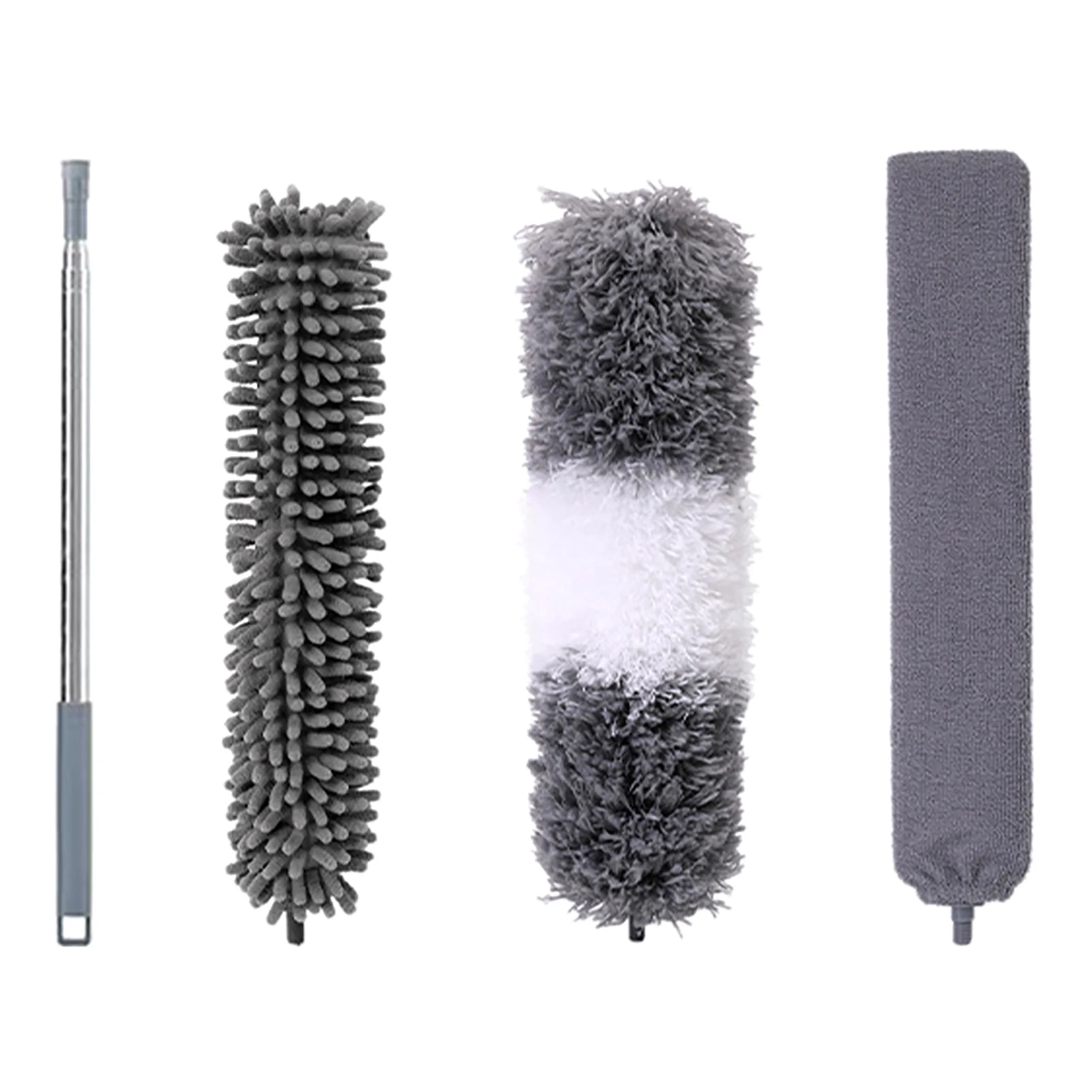 

3 In 1 Home With Extension Pole Bendable Furniture Cobweb Telescopic Crevice Brush Blinds Microfiber Duster Kit Car High Ceiling