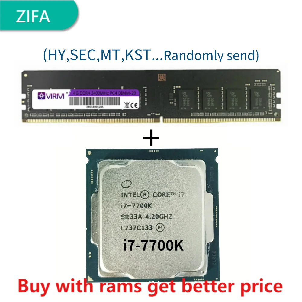 

DDR4 4G 2400 МГц с i7 7700K 4,2 ГГц 8M 4 ядра 8 потоков 91 Вт LGA1151 процессор для настольного ПК ddr4 ОЗУ