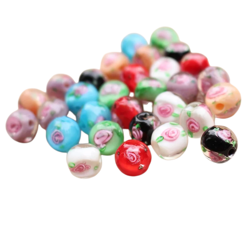 

Lampwork Rose Flower Beads for Jewelry Making Diy Supplies Kalen Voor Sieraden Maken Bracelet Accessories Cabochons Cute Bead
