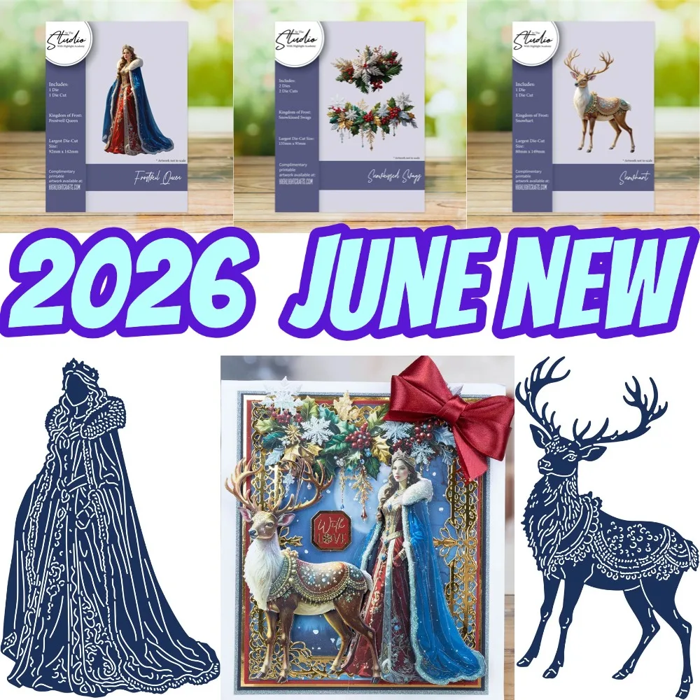 Фото Металлические вырубные ножи Frostveil Queen Snowhart 2026 для скрапбукинга, декора дневников, тиснения, шаблон для DIY открыток ручной работы №1