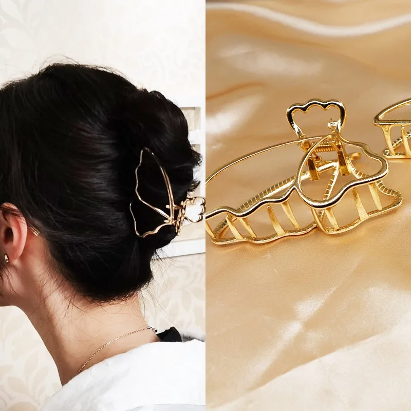 

1pc Simple Gold Hair Claws Clip Butterfly Geometric Elegant Hair Clip Claw Clamps for Girls Headwear Women Korean Styling Tools