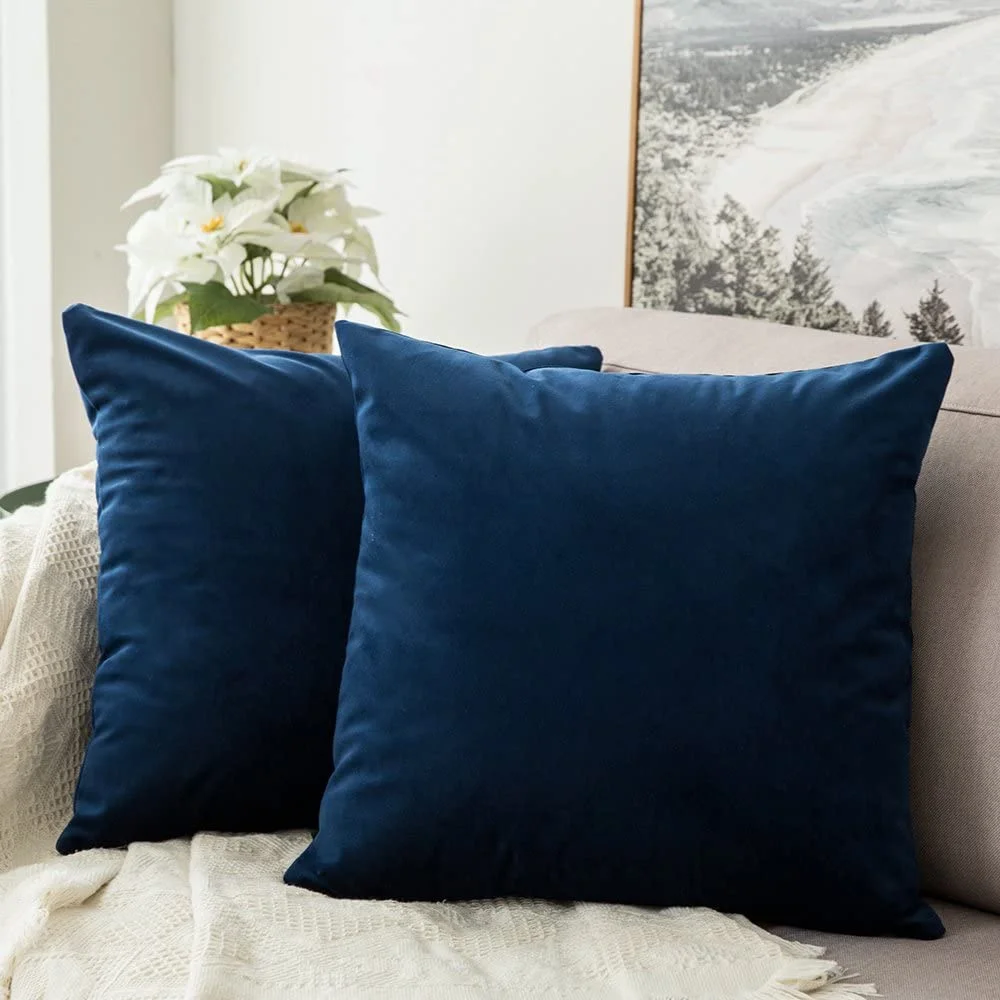 

Ultra Soft Micro-Velbo Velvet Solid Throw Pillowcases Decorative Hidden Ziper Square Pillow Cushion Cases for Sofa Bedroom