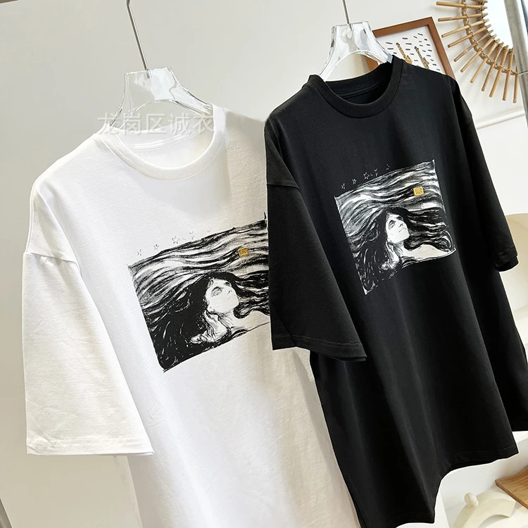 

2021 AC Studios Spring Summer Round O Neck Cotton Loose Print Short Sleeve T-shirt for Men and Women Couple 33