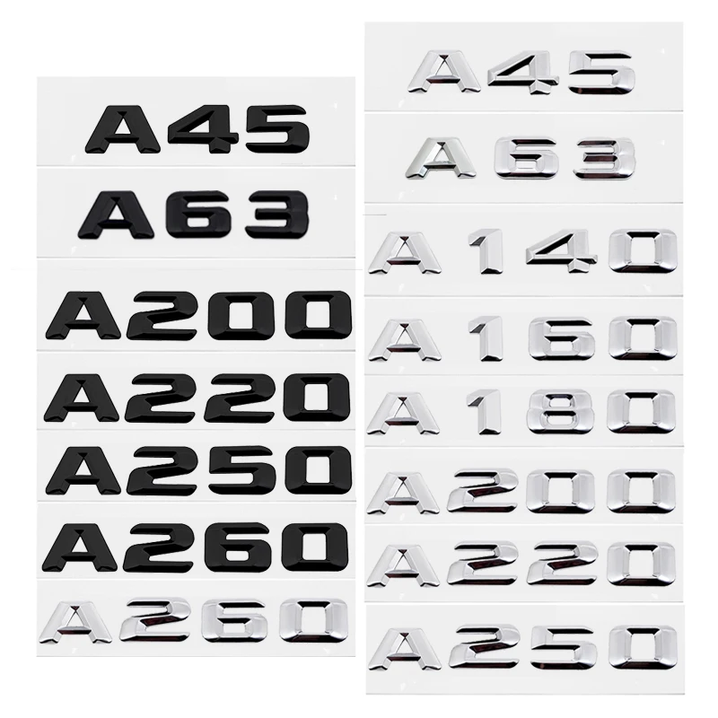 

For Mercedes Benz A Class W168 W169 W176 W177 A35 A45 A65 A43 A160 A180 A200 A220 A250 A260 Rear Tail Emblem Logo Letter Sticker