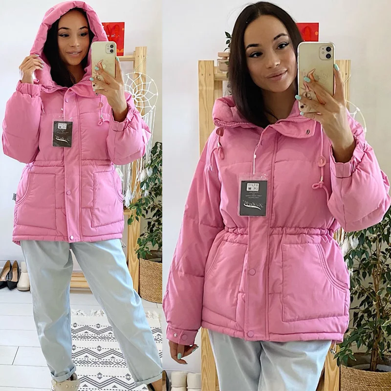 

2021 New Winter Women Parkas Jackets Slim Hooded Thicken Warm Padded Coat Female Winter Outwear Jacket Parkas Women Streetwear