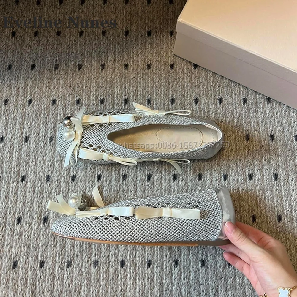 Туфли-лодочки с бантом и жемчугом без застежки