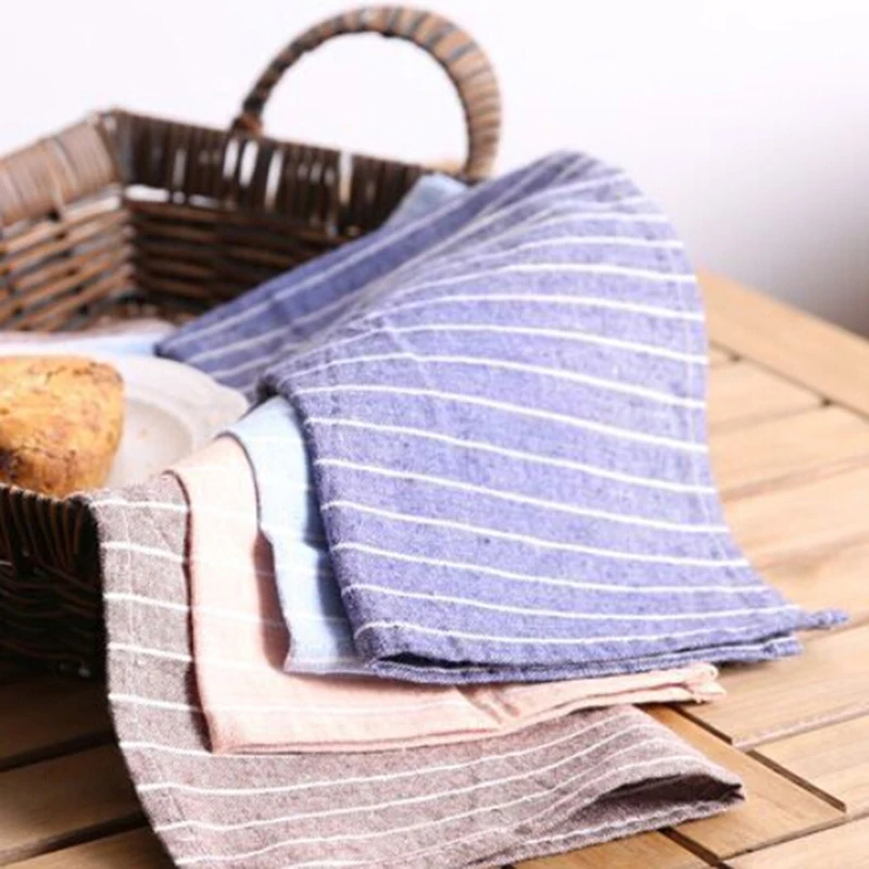 

1pc Cotton Linen Cloth Table Napkin Placemat Heat Insulation Mat Striped Napkin Fabric Table Placemats Background 40x31cm