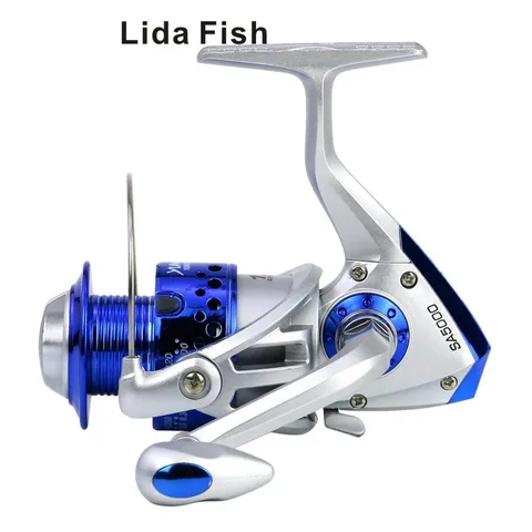 Рыболовная катушка Lida Fish с пластиковой головкой серебристого и синего цвета, SA1000-7000