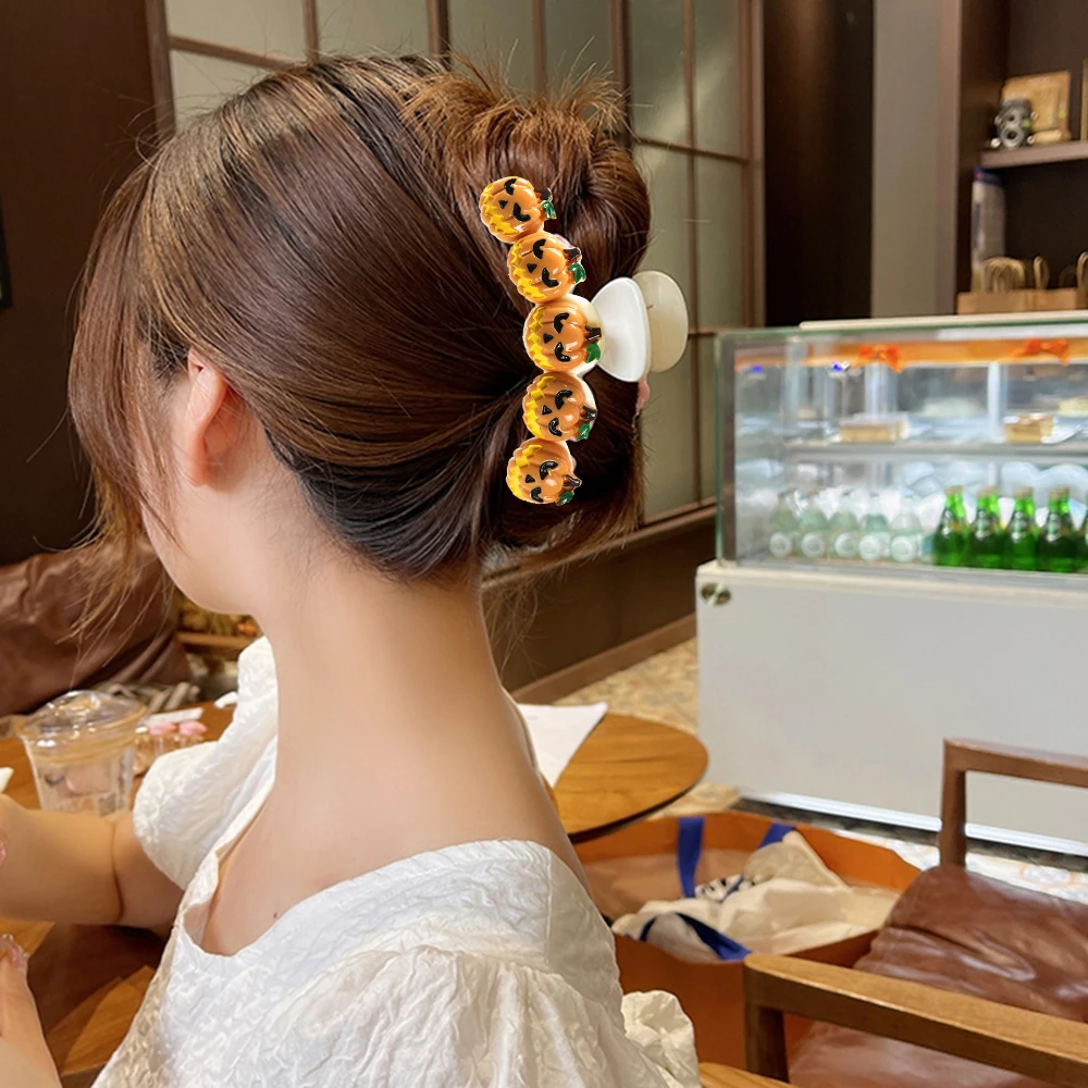 

LEVAO New Women Elegant Pumpkin Hair Claw Vintage Halloween Hair Clips Headband Hairpin Fashion Halloween Hair Accessories 2022