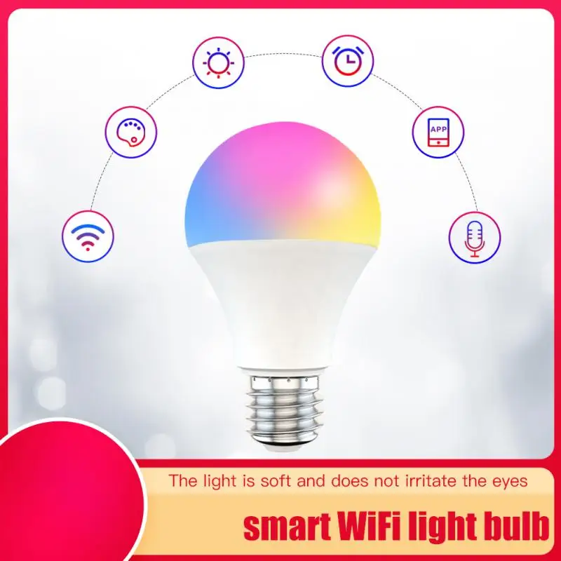 

9W WiFi Smart Light Bulb B22 E27 E26 LED RGB Lamp Work With Alexa/Google Home 85-265V RGB Dimmable Timer Function Color Bulb