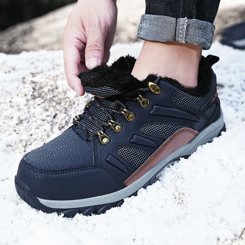 Sneakers For Men 2022 New Trekking Shoes Leather Winter Boot Waterproof Man Hiking Boots Keep Warm Snow Botas Hombre Winter Boot