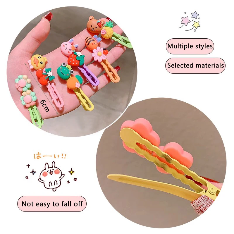 [Набор из 5 предметов] детские боковые заколки с мультяшной фруктовой челкой