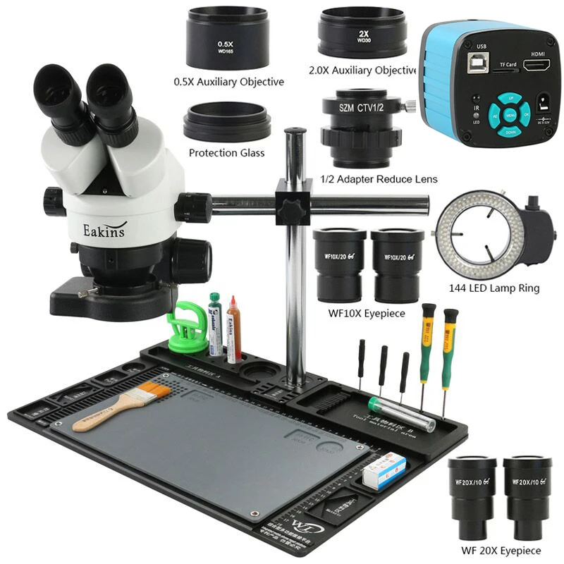 

3.5X-90X 180X Simul-Focal Continuous Zoom Trinocular Stereo Microscope 48MP 4K HDMI USB Camera 1/2 CTV Adapter Big Workbench