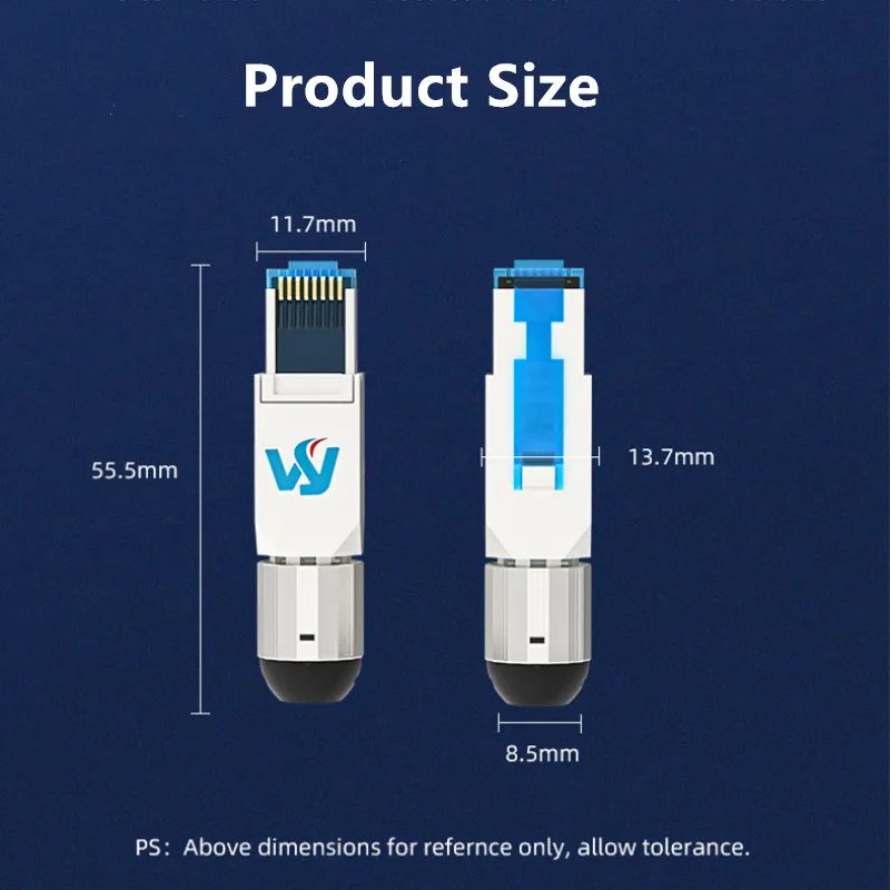 RJ45 Cat 8 Cable internet Plug 40Gbps Shielded RJ 45 Connector Resuable Tool-free lan Splitter Ethernet Cat8 For Router TV Box |