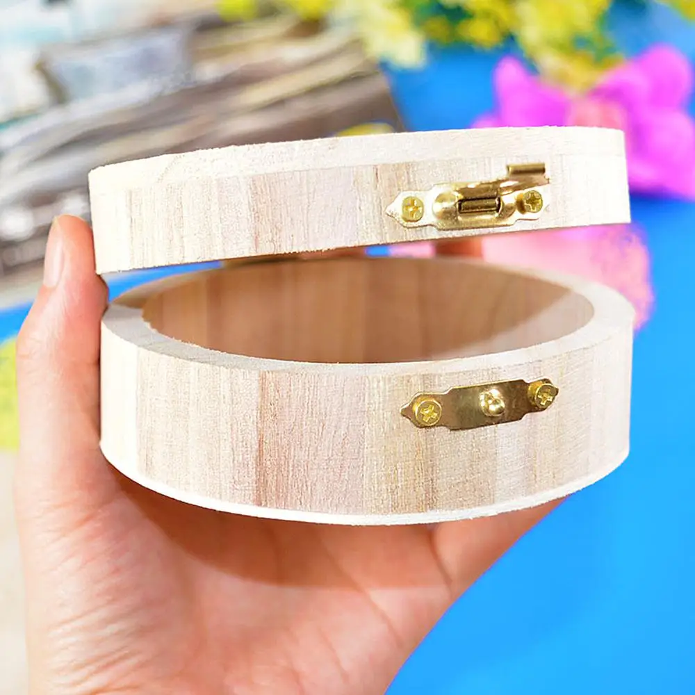 

9.8*9.8*4.3cm Jewelry Watch Ring Necklace Bracelet Gift Wooden Storage Box Round Wooden Box Hand Decoration Wooden Box