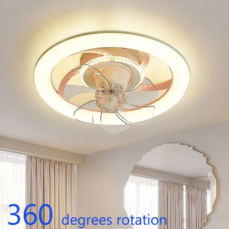 

Ceiling mounted fan light remote 360 degree shaking head silent minimalist bedroom minimalist invisible light fan integrated