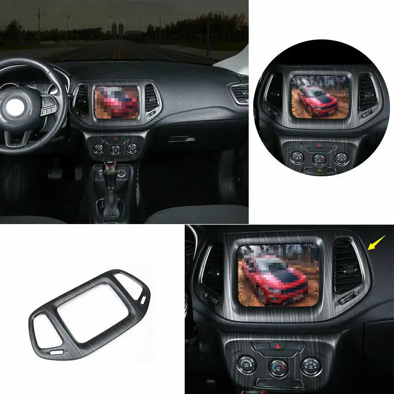 

Wood Grain Central Console Navigation Panel Trim Fit For Jeep Compass 2017-2020