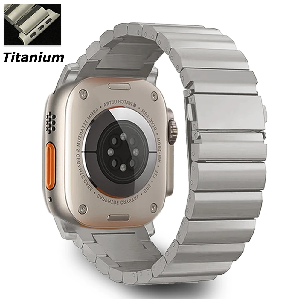 

Роскошный титановый ремешок для Apple Watch Ultra 49 мм 45 мм 44 мм 42 мм мужской деловой металлический ремешок для iWatch Series 8 7 6 5 4 se браслет