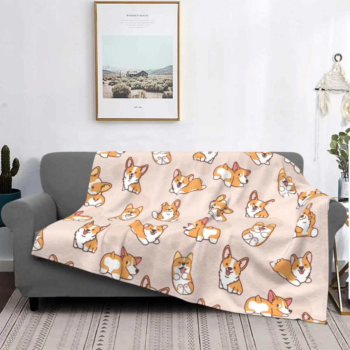 

Одеяло для щенков Corgi, плюшевое теплое ультрамягкое Фланелевое флисовое покрывало с узором собаки, бархатное покрывало для дивана, кровати, ...