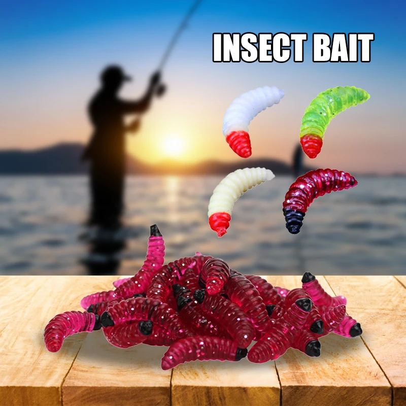 

Fishing Lure 50 PCS Fake Maggot Grub Soft Lure Worms Baits For Bass Trout Salmon Frogs Gifts For Fisherman 2.4cm Worm Bait