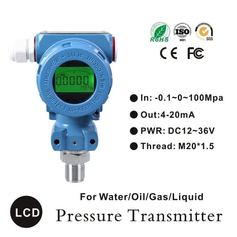 Industrial LCD Digital Pressure Transmitter Water Oil Pressure Sensor 4-20mA Diesel Fuel Pressure Trasmitter Price