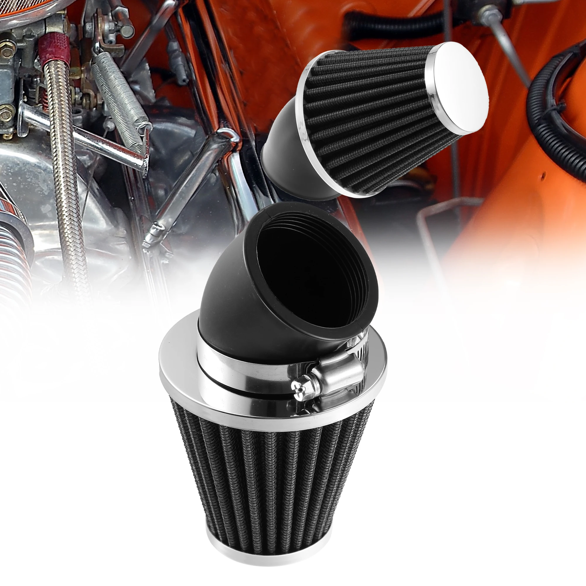 

Motoforti 1 Set Universal 48mm 45 Degree Air Intake Filter Cleaner for Honda for Yamaha for Suzuki ATV SSR TTR for Ini Bike GY6