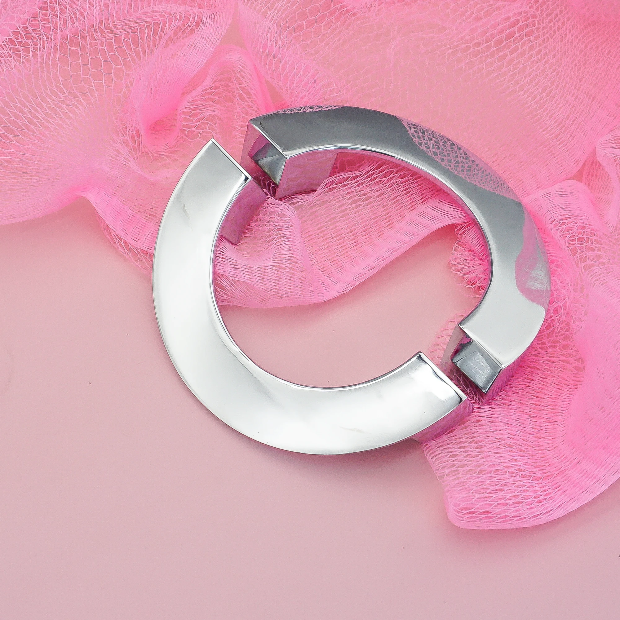 

Semicircle Shape Kitchen Cabinet Handles Bright Chrome Wardrobe Pulls Zinc Alloy Furniture Hardware Dresser Drawer Door Knobs