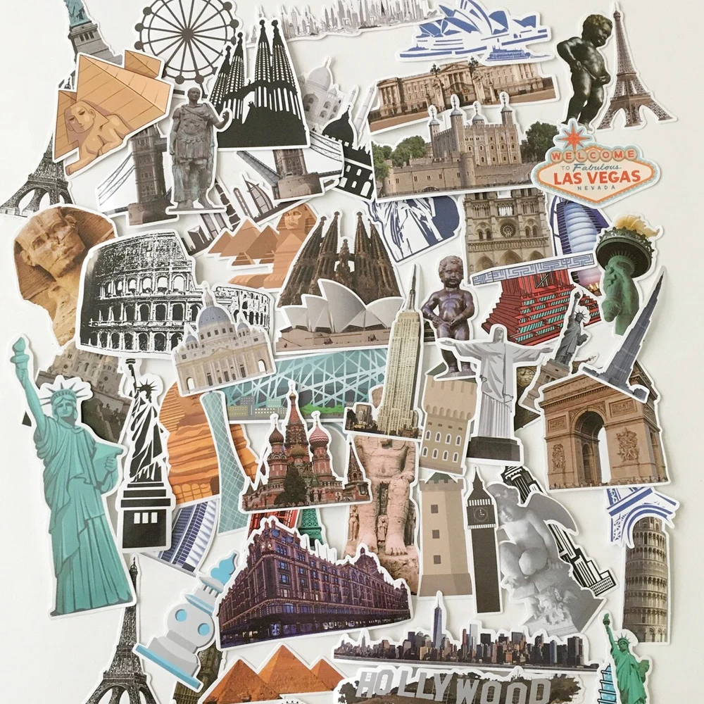 

50 шт. Набор стикеров для путешествий, водонепроницаемые наклейки для ноутбука, ноутбука, телефона, Детской бутылки с водой, украшения для рукоделия