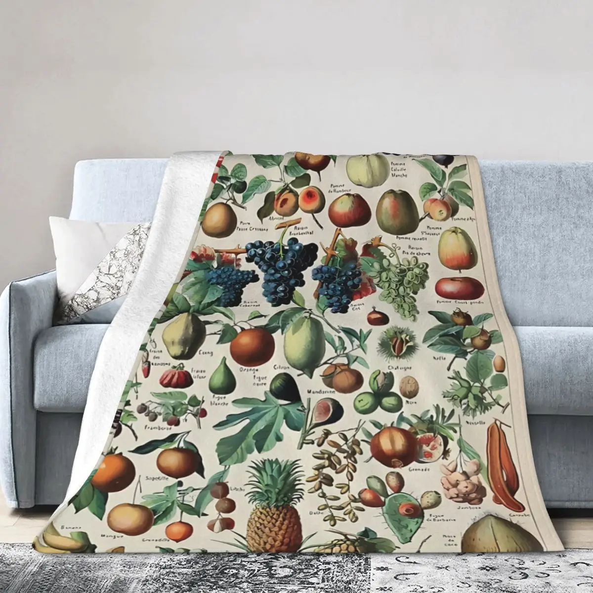 Фото Теплые фланцевые одеяла Adolphe Millot Fruits Pour Tous, мягкое и удобное одеяло, одеяло для пикника, подарок на день рождения №1