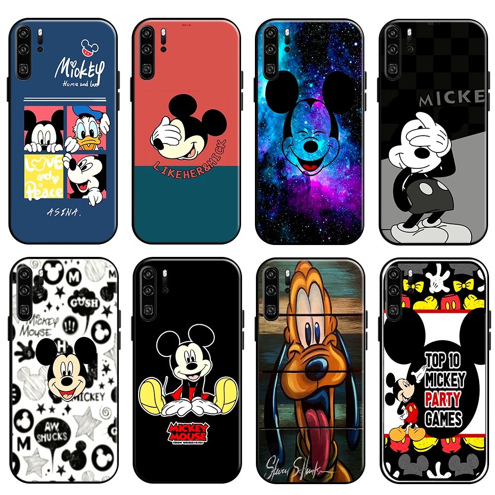 

Mickey Minnie Mouse Piuto For Huawei P Smart 2019-2021 P50 P40 P30 P20 Pro Lite 5G Phone Case Liquid Silicon Funda Black Coque