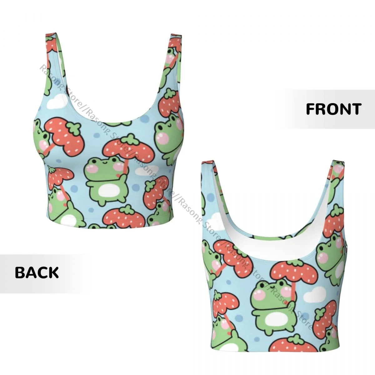 Женский сексуальный спортивный жилет с милой лягушкой клубничный зонтик на небе