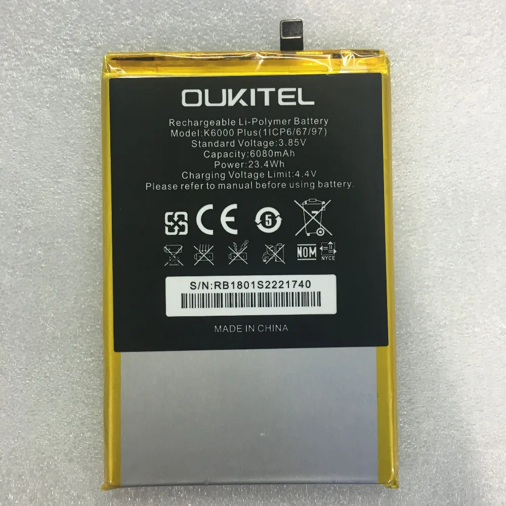 Оригинальный аккумулятор OUKITEL K6000 plus 6080 мАч для телефона - купить по выгодной цене