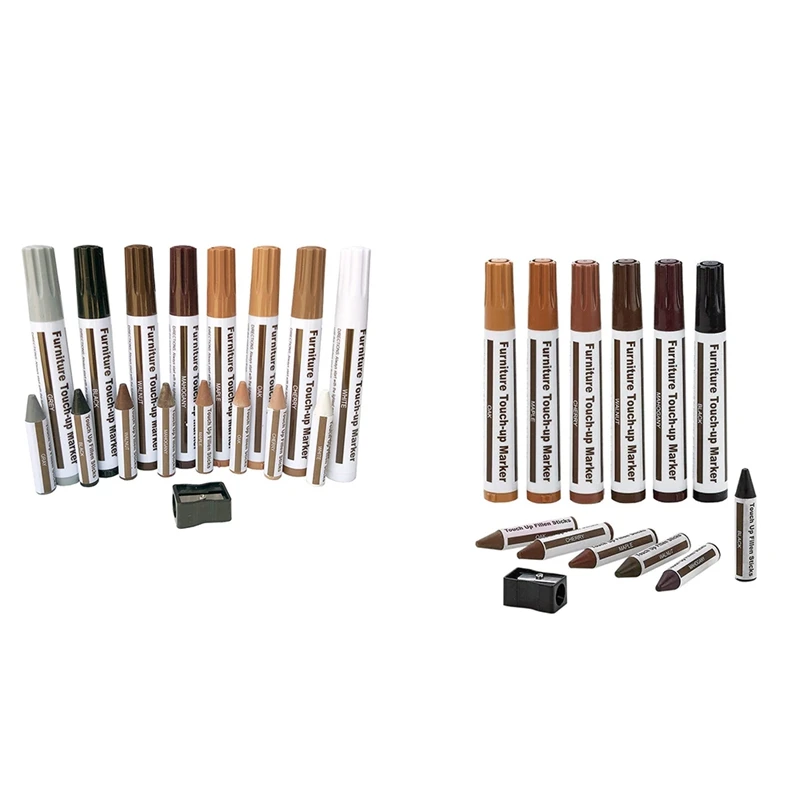 

JHD-Furniture Repair Kit Wood Markers - Markers And Wax Sticks With Sharpener Kit, For Scratches, Wood Floors