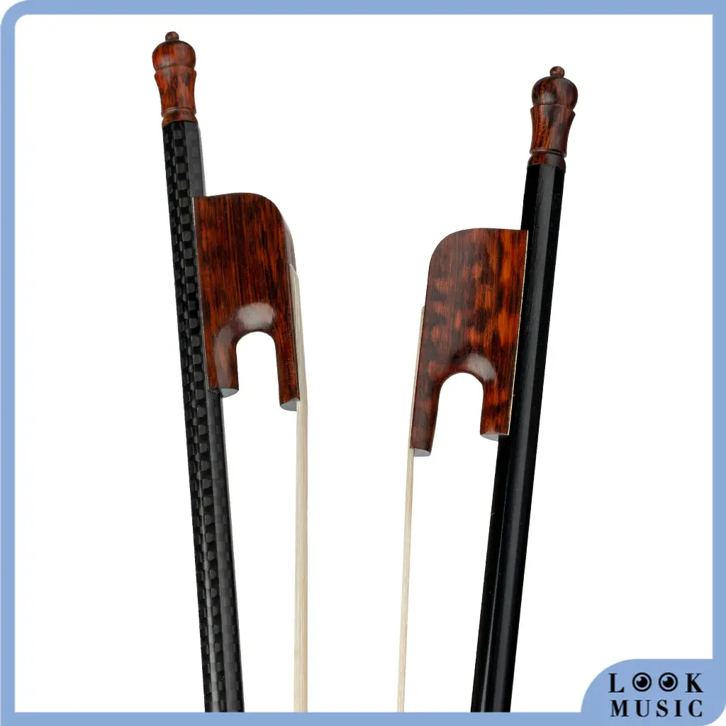 LOOK 2PCS 4/4 Baroque Style Violin Bow Carbon Fiber Bow W/ Snakewood Frog White Horsehair Durable And Lightweight