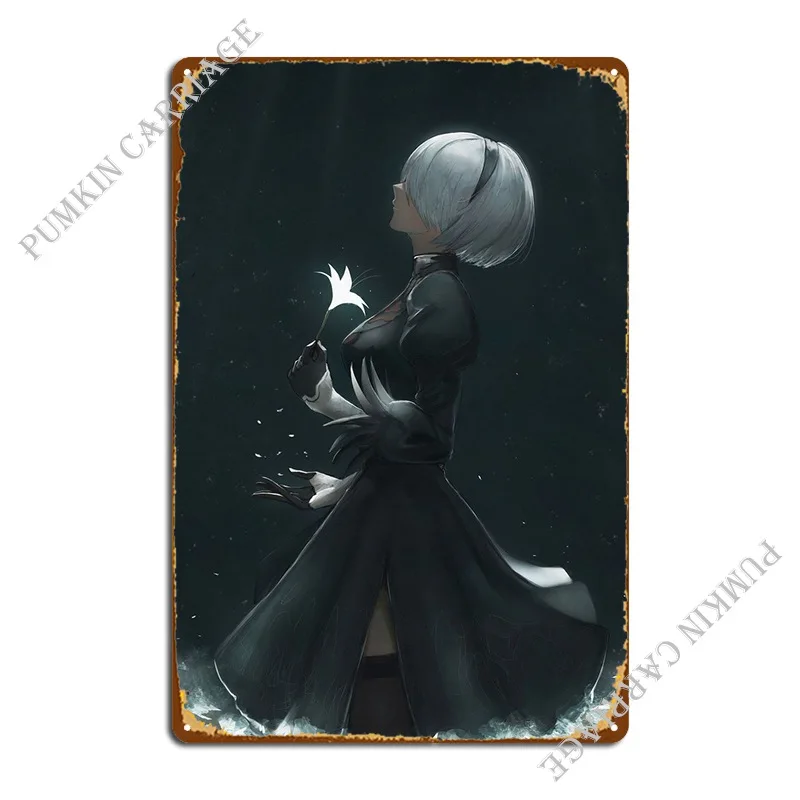 

Nier Automata 2b Metal Plaque Poster Garage Living Room Cinema Mural Tin Sign Poster