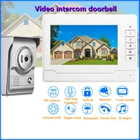 Home Video intercom Doorbell System 7" Monitor Apartment Villa One-key Unlock Rainproof Night Vision Security Camera Door Bell