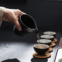 japanese style simple black pottery cup ceramic tea divider home office retro teacup ceramic cups creative