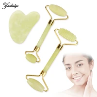 natural jade stone facial roller gua sha scraper massager for face body neck lifting slimming skin care beauty health tool set
