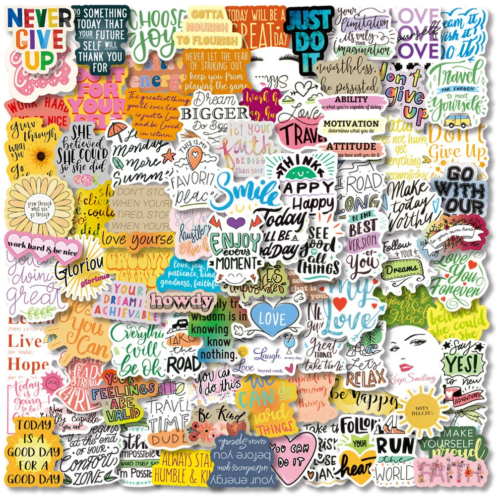 

10/30/50/100PCS Motivational Phrases Stickers Aesthetic Cartoon Decals Office Scrapbook Diary Laptop Phone Graffiti Sticker Toy
