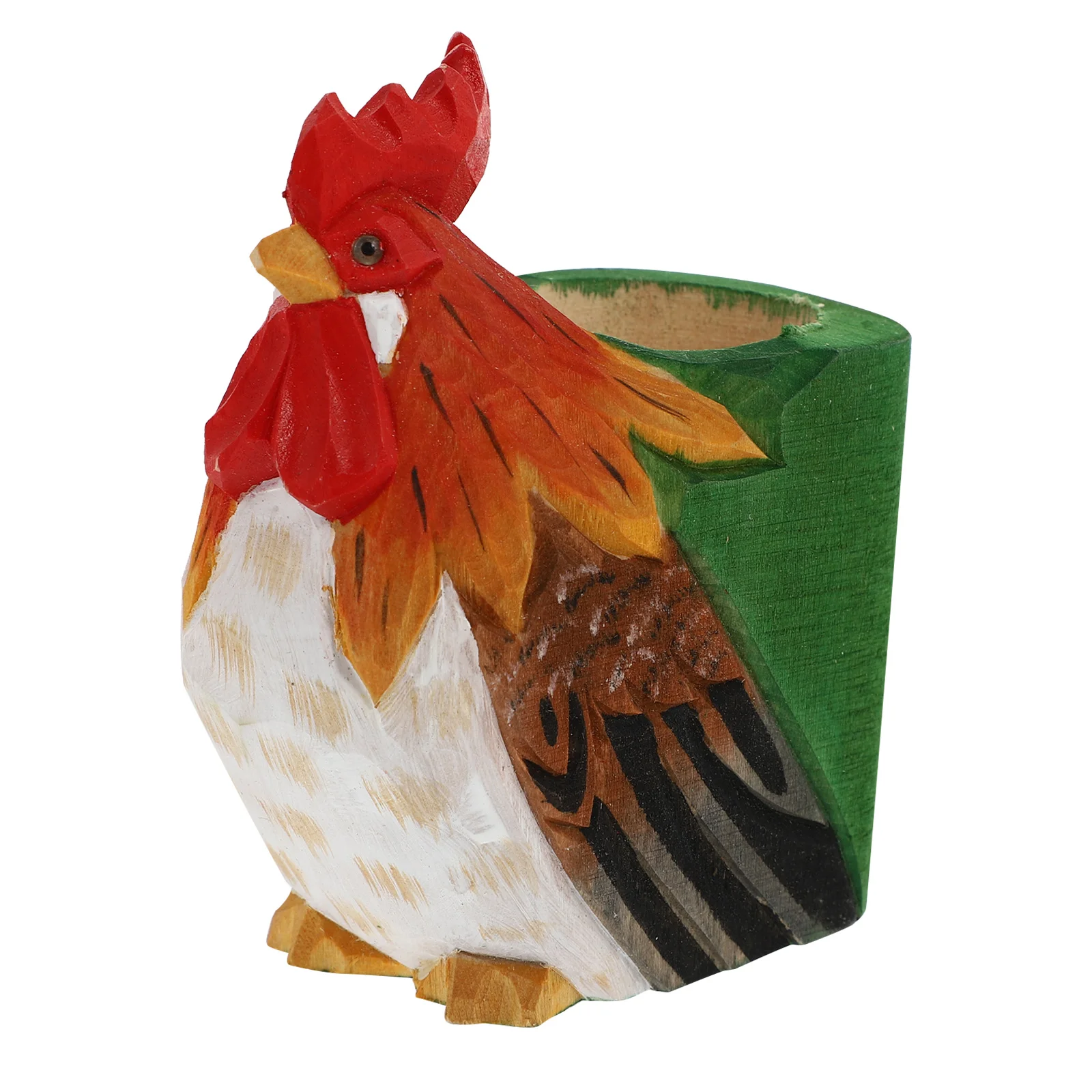 

Holder Penwooden Cup Desk Organizer Standnovelty Animal Stationery Rooster Brush Chicken Planter Cute Artist Makeup Desktop